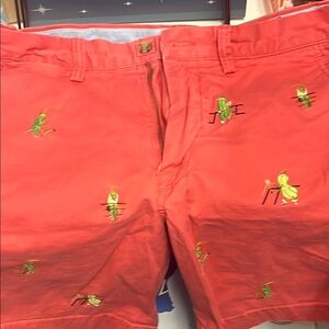 Polo by Ralph Lauren Red Flat Front Shorts with Tropical Flair